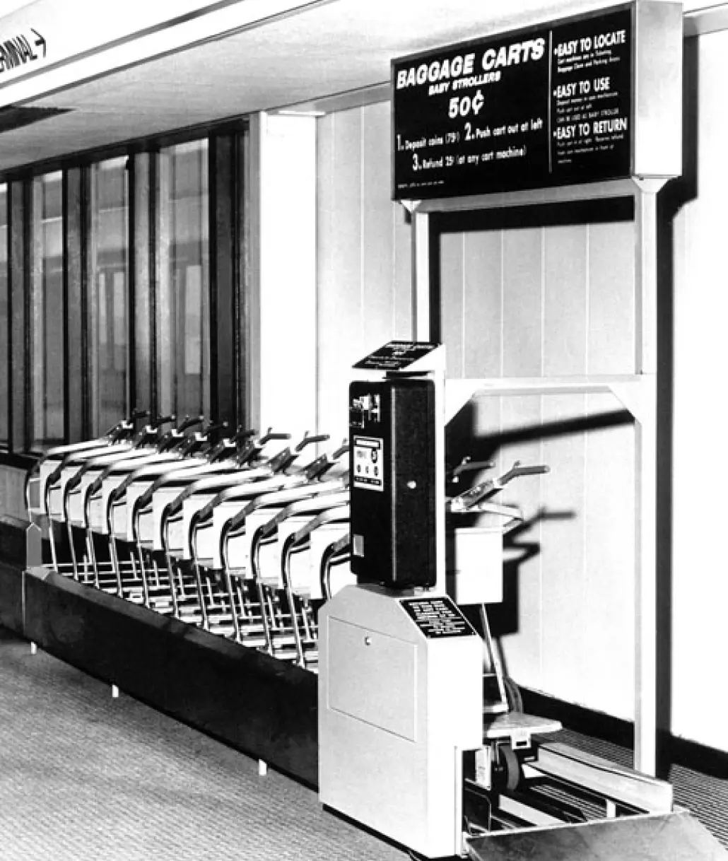 Black and white baggage cart